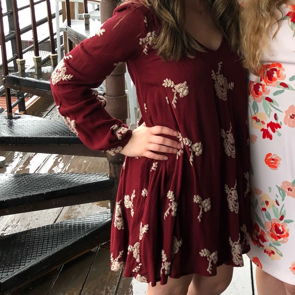 Free People swing dress in wine red